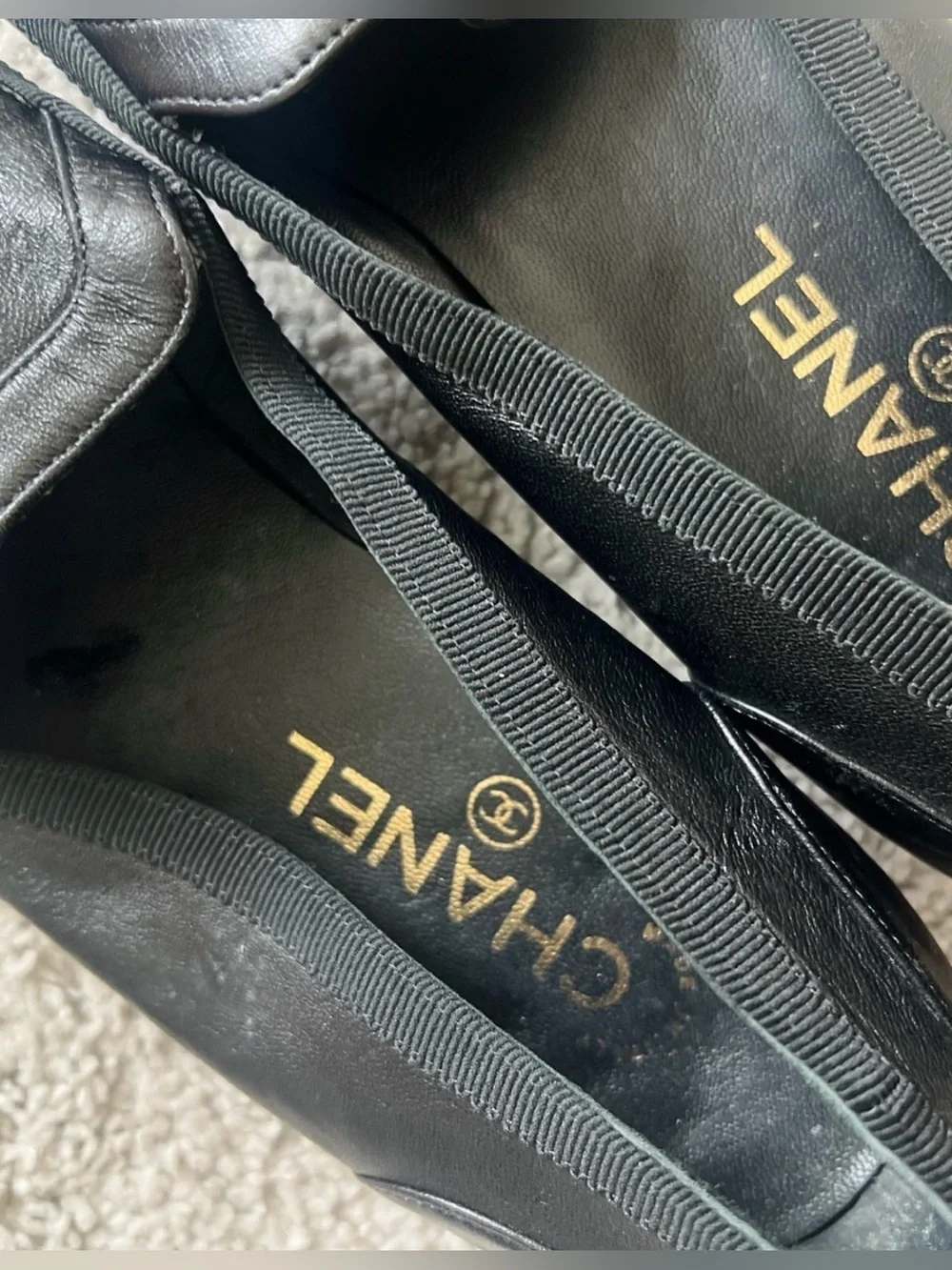CHANEL Black Leather Loafers 👞 with Gold CC Medallion AUTHENTIC